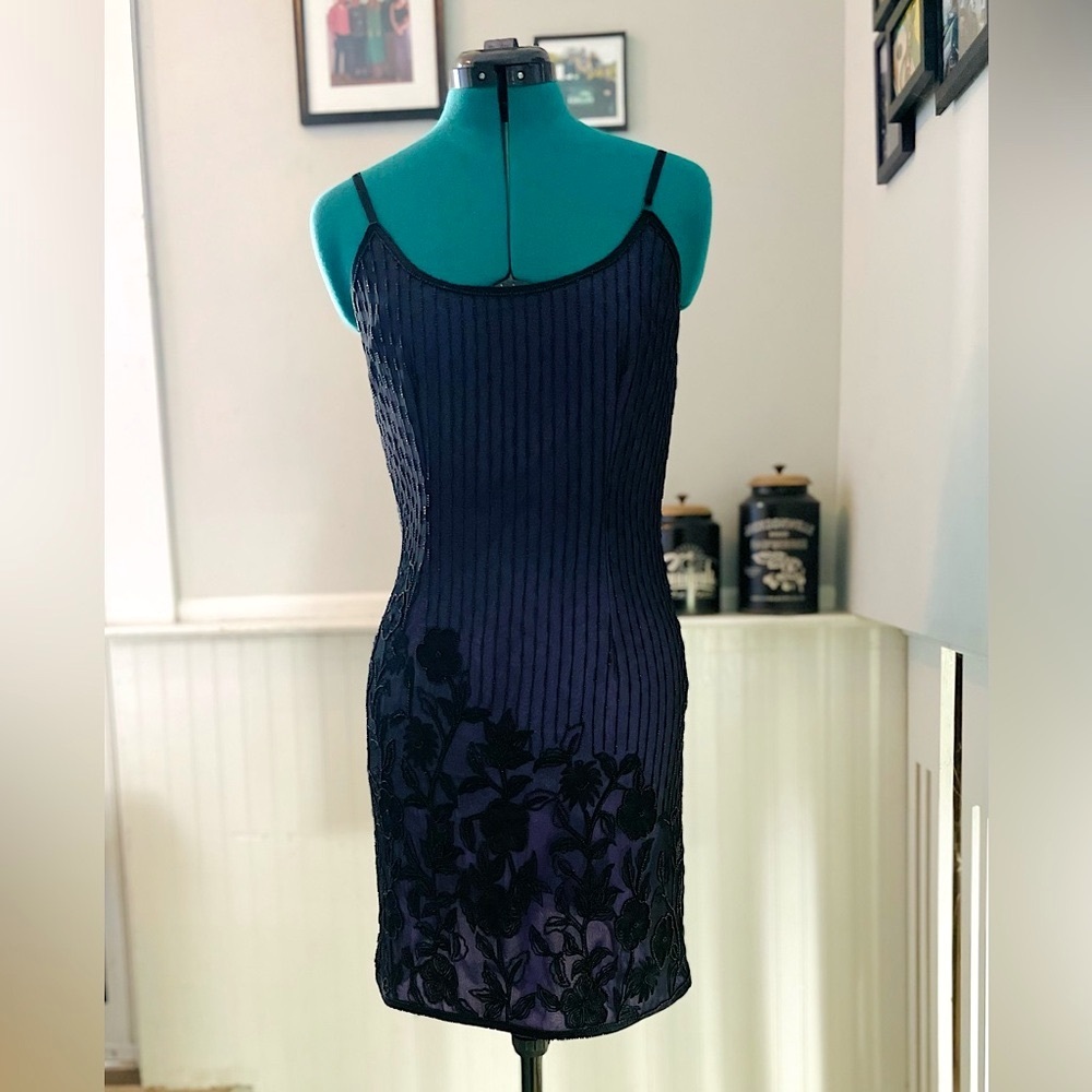 Papell boutique purple beaded cocktail dress